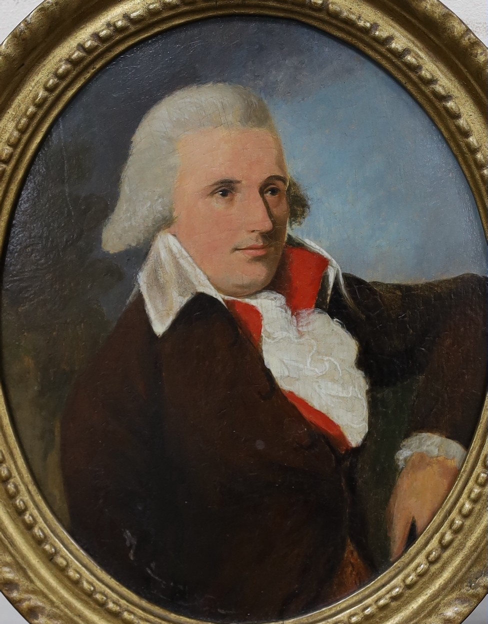 English School, (late 18th / early 19th century), oil on board, portrait of a gentleman, indistinctly signed, 16.5 x 13.5cm
